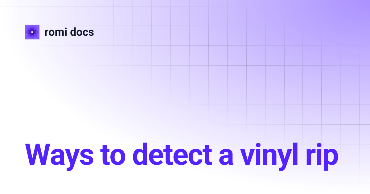 Ways to detect a vinyl rip | romi docs